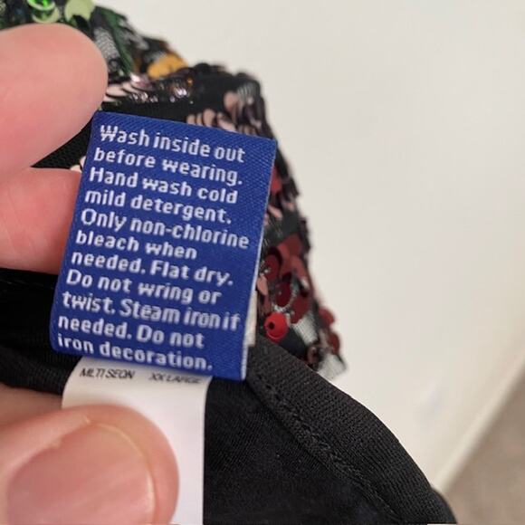 Apt. 9 Sequin Tank Top Multi-Color Sequins on Mesh over Black Tank Women's 2XL - Picture 11 of 14